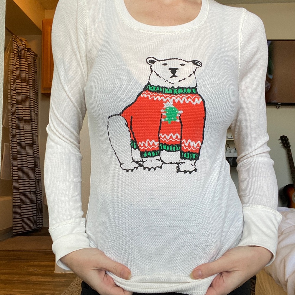 Polar Bear Knitted Long Sleeve Shirt - White